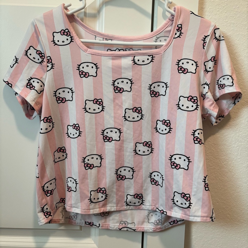Hello Kitty Pink and White Striped Kids Tee